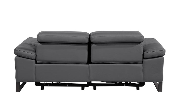 DivanItalia 1246 Top Grain Italian Leather Loveseat with Power Headrest - Dark Gray