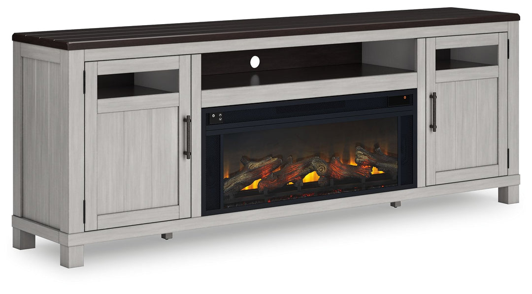Darborn - 88" TV Stand With Electric Infrared Fireplace Insert - Gray / Brown