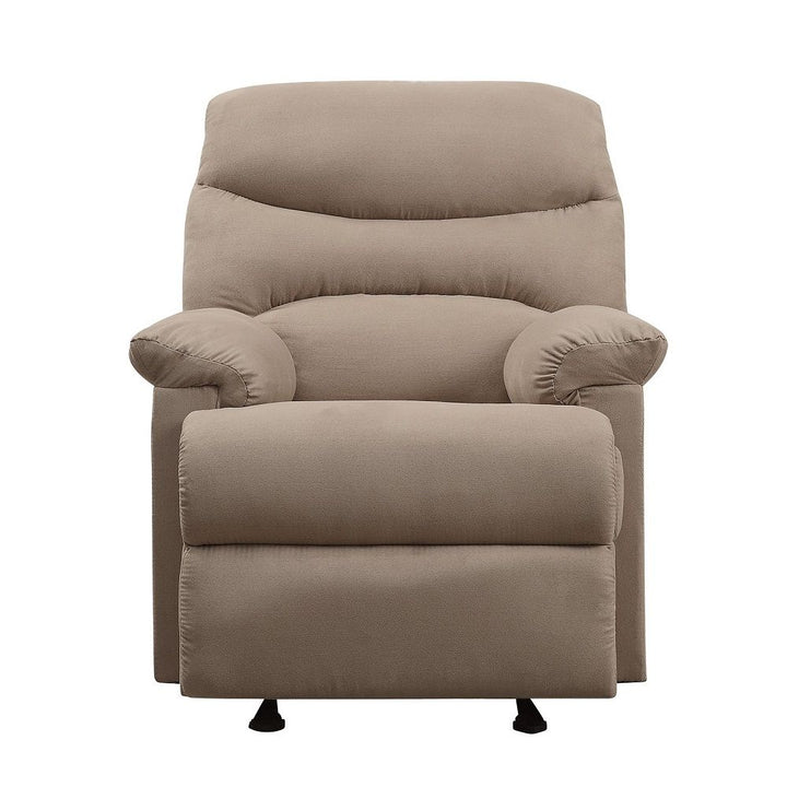 Arcadia - Motion Glider Recliner - Light Brown Microfiber