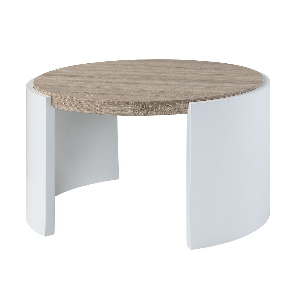 ACME Furniture Zoma Coffee Table Oak & White High Gloss