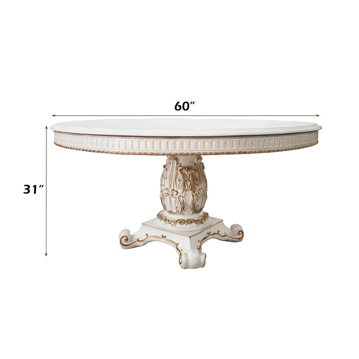 Vendome - 76" Round Dining Table With Pedestal Base - Antique Pearl