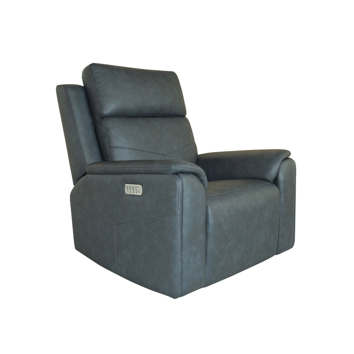 Vernon Fabric Power Swivel Gliding Recliner with Power Headrest, Lumbar, Heat &amp; Massage in Admiral