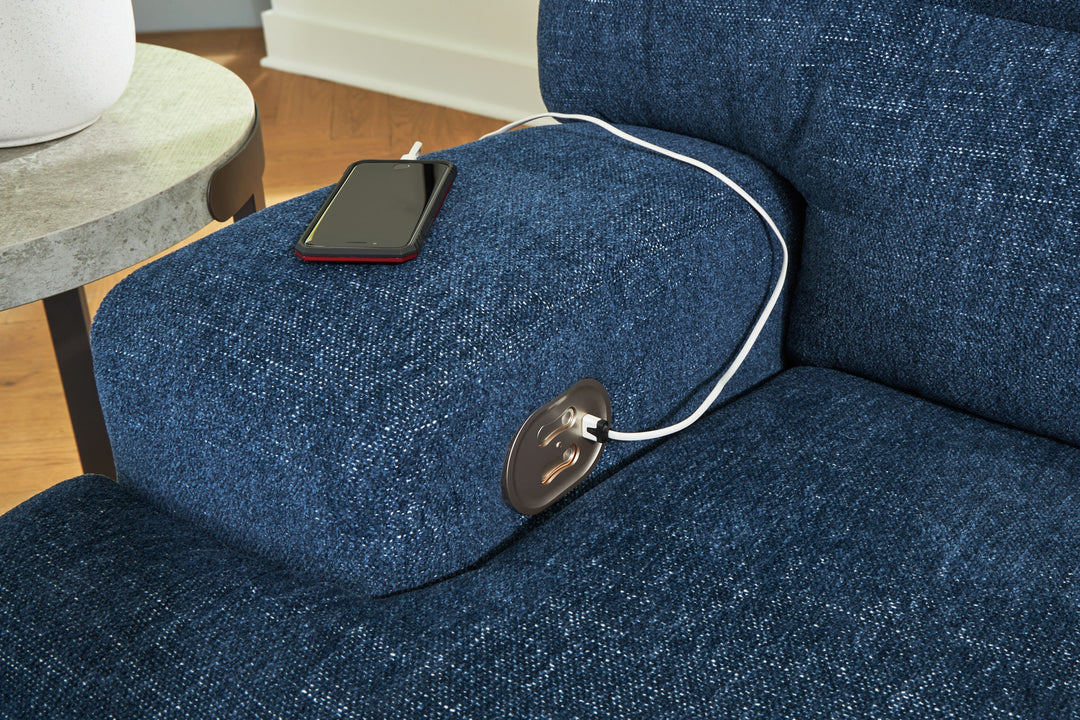 Acklen Place - 6-Piece Power Reclining Sectional With Laf Power Reclining Back Chaise - Navy by Ashley Furniture product image