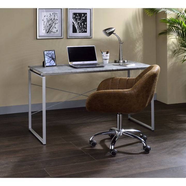Jurgen - Writing Desk - Faux Concrete & Silver