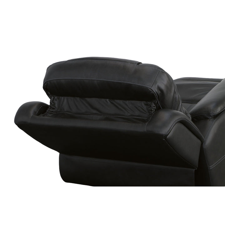 Crew Leather Power Recliner with Power Headrest &amp; Lumbar in Raven