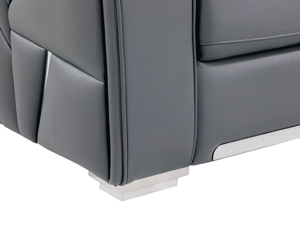 DivanItalia 1120 Chair with Adjustable Headrest in Top-Grain Italian Leather - Dark Gray
