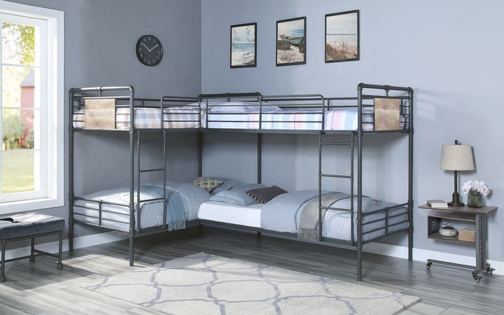 Cordelia - Quadruple Twin Bunk Bed - Sandy Black, Dark Bronze Hand-Brushed