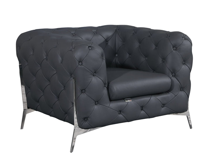 Global United Furniture DivanItalia 970 Italian Leather Dark Gray Chair