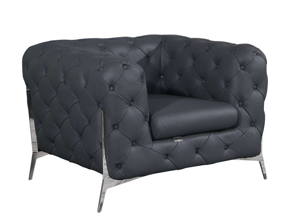 Global United Furniture DivanItalia 970 Italian Leather Dark Gray Chair