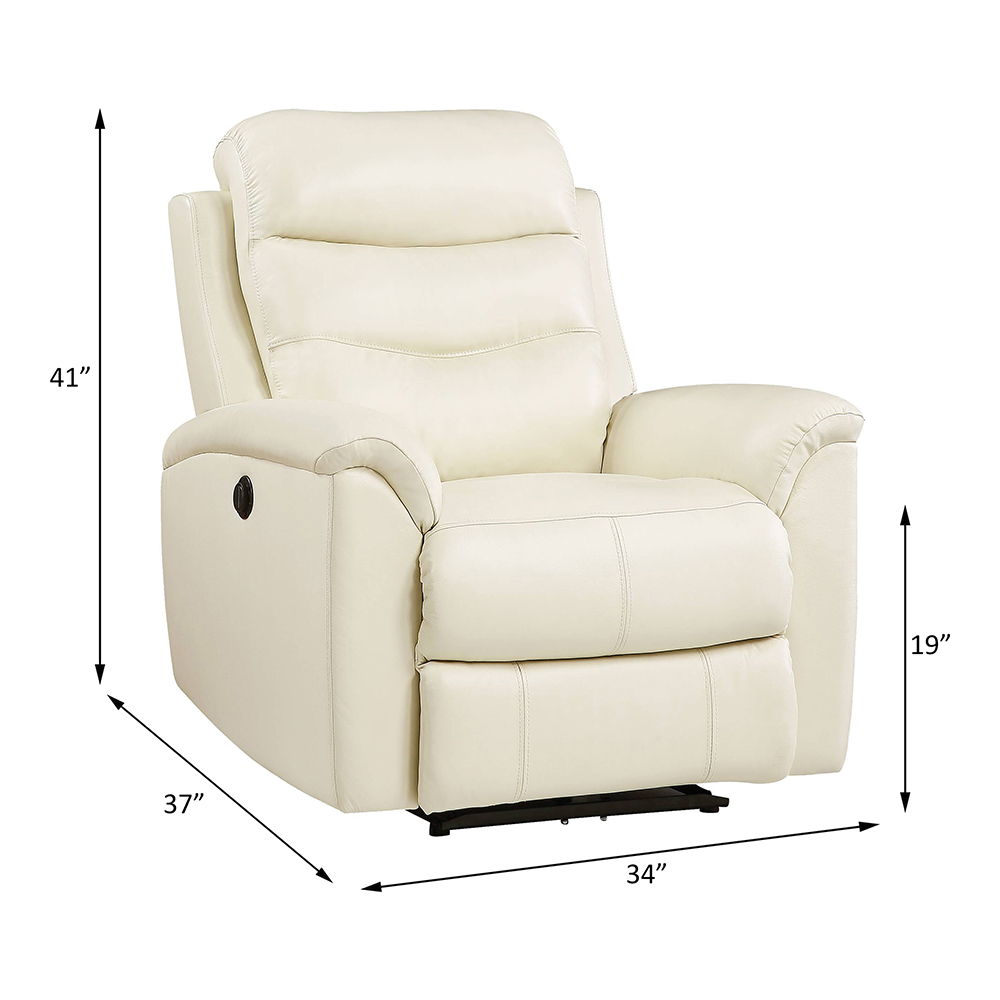 Ava - Power Motion Recliner - Beige Top Grain Leather Match