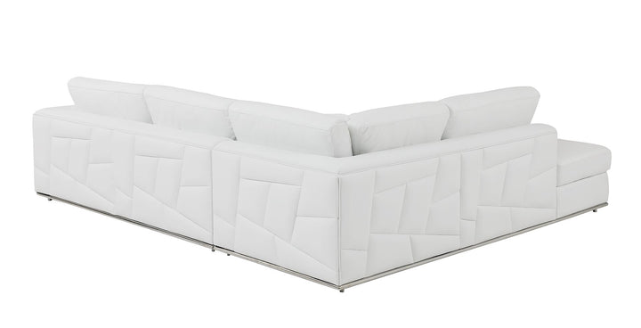 DivanItalia 998 Left Arm Facing Sectional in Top-Grain Italian Leather - White