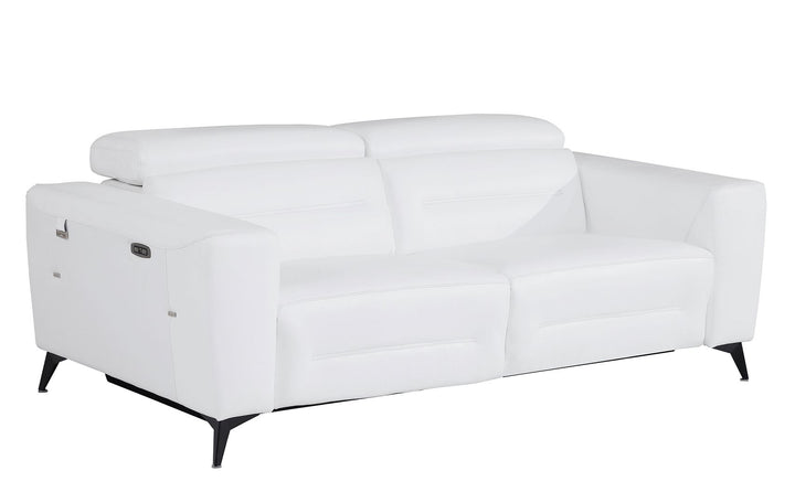 DivanItalia 989 Power Reclining Sofa with Power Headrest in Top-Grain Italian Leather - White