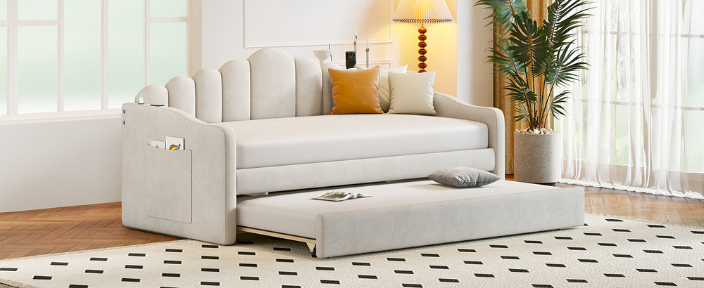 twin-size-velvet-upholstered-daybed-with-trundle-usb-charging-ports-beige-or-pink