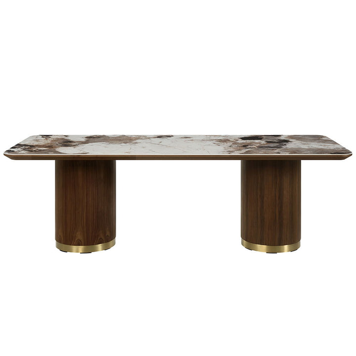 Willene - 94" Dining Table With Ceramic Top - Ceramic Top & Walnut