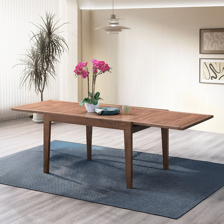 Walnut Finish Rectangular Extendable Dining Table with 47" Leaf