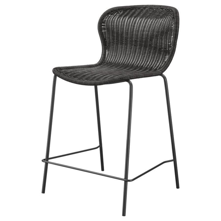Mckinley - Faux Rattan Metal Counter Chair  - Brown
