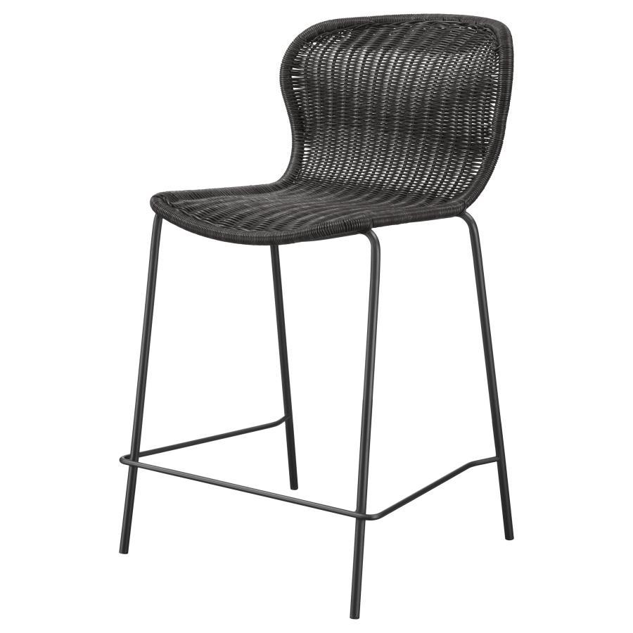 Mckinley - Faux Rattan Metal Counter Chair  - Brown