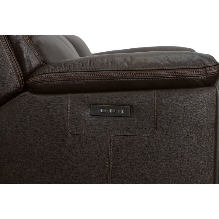Jackson Leather Power Reclining Loveseat with Console &amp; Power Headrests in Dark Brown