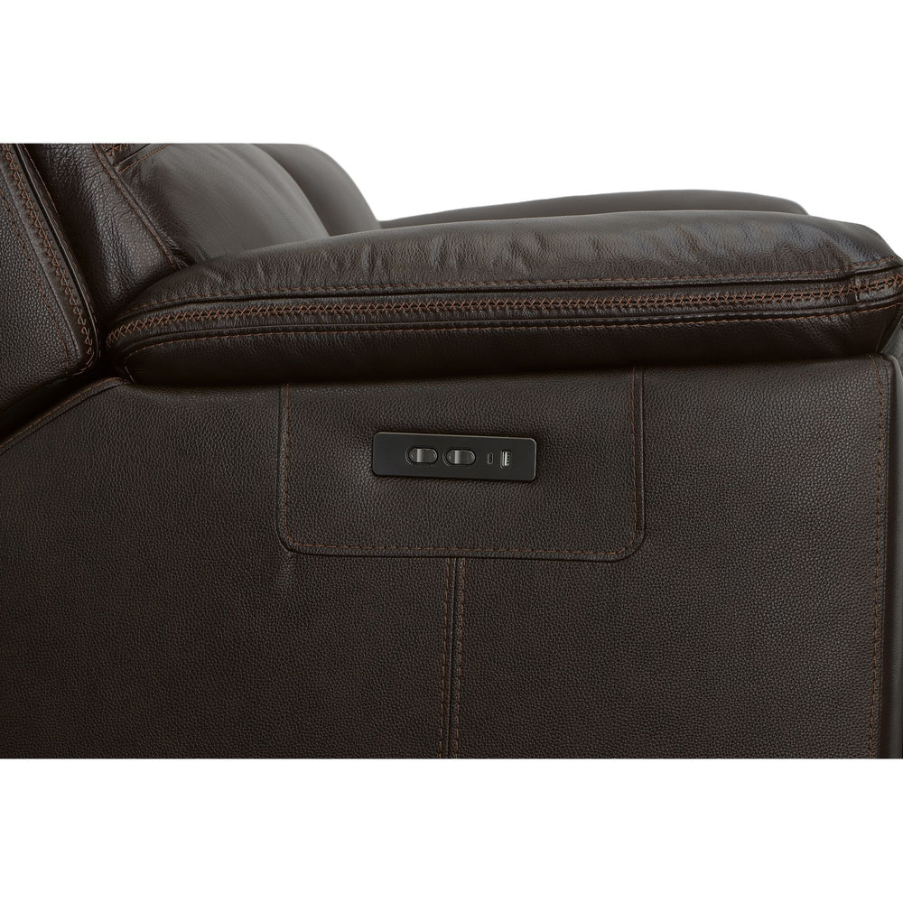 Jackson Leather Power Reclining Loveseat with Console & Power Headrests in Dark Brown