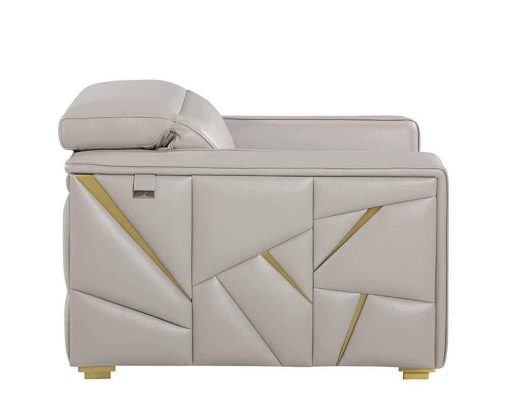 DivanItalia 1120 Chair with Adjustable Headrest in Top-Grain Italian Leather - Light Gray