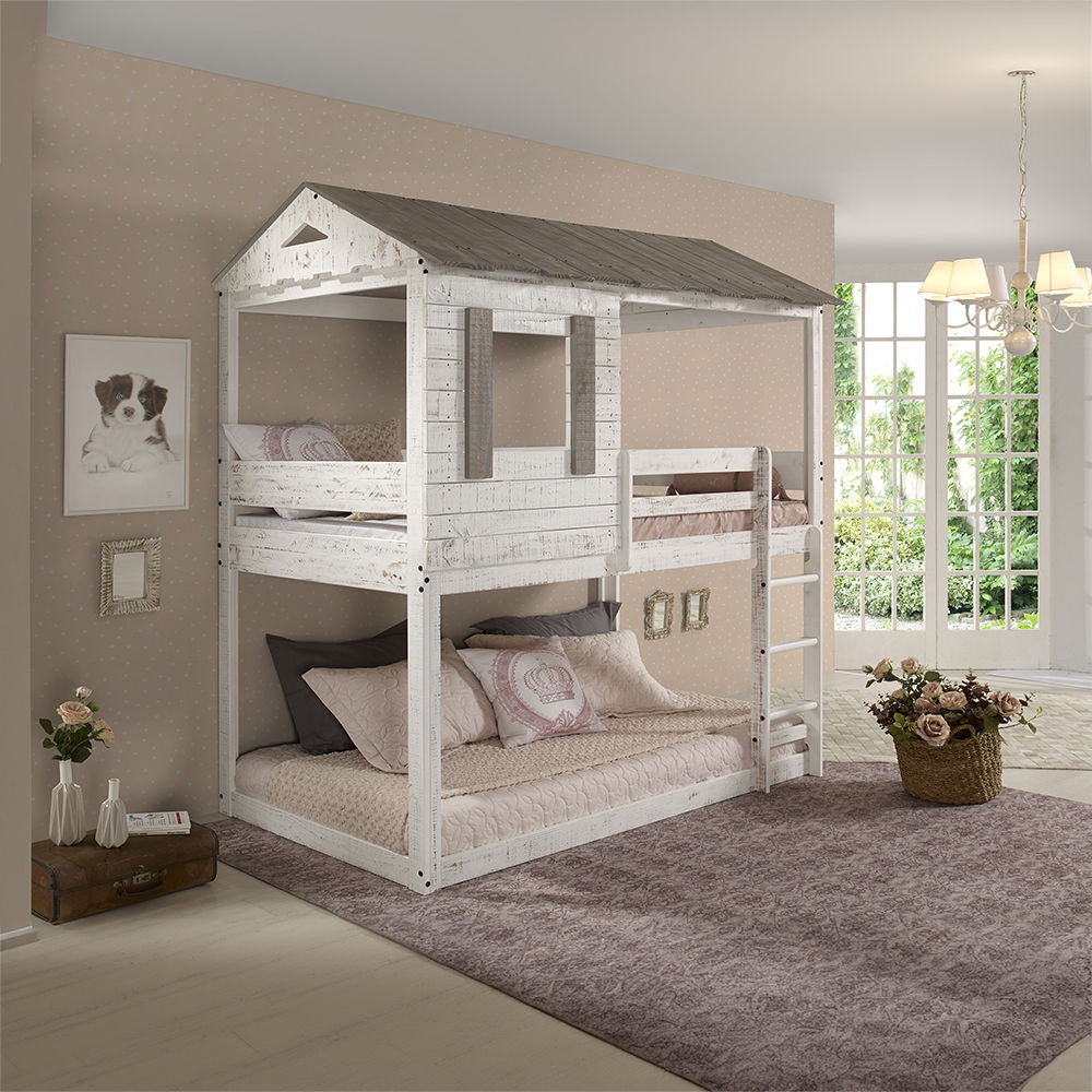 Darlene - Twin Over Twin Bunk Bed - Rustic White