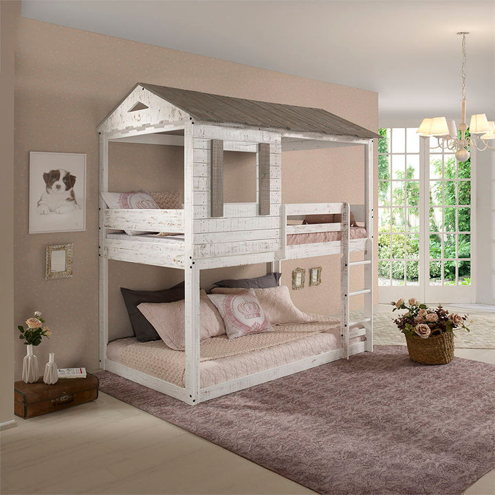 Darlene - Twin Over Twin Bunk Bed - Rustic White