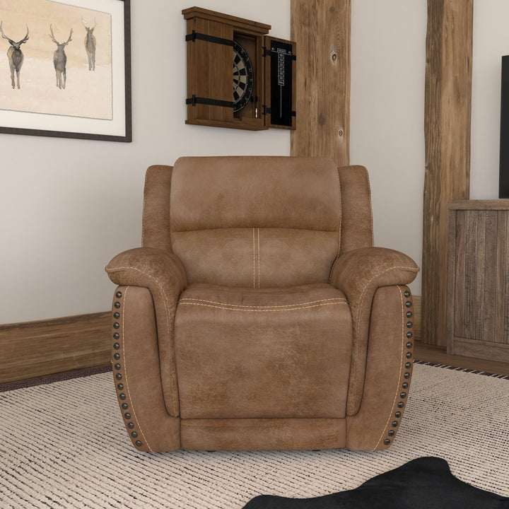 Beau Fabric Power Recliner with Power Headrest in Silt