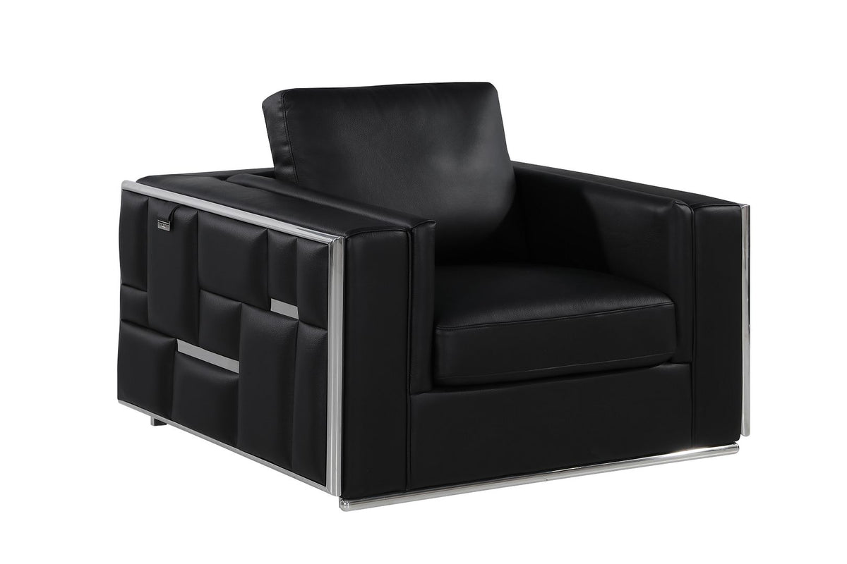 DivanItalia 1130 Chair in Top-Grain Italian Leather - Black