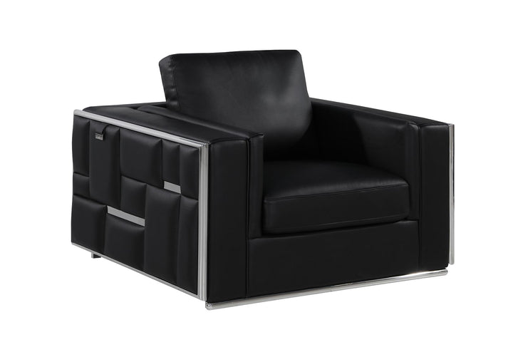 DivanItalia 1130 Chair in Top-Grain Italian Leather - Black