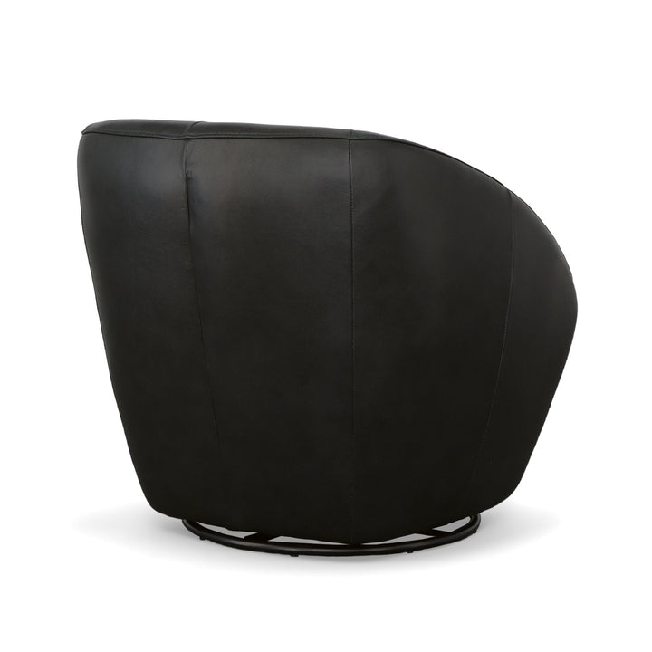 Wade Leather Swivel Chair in Ebony