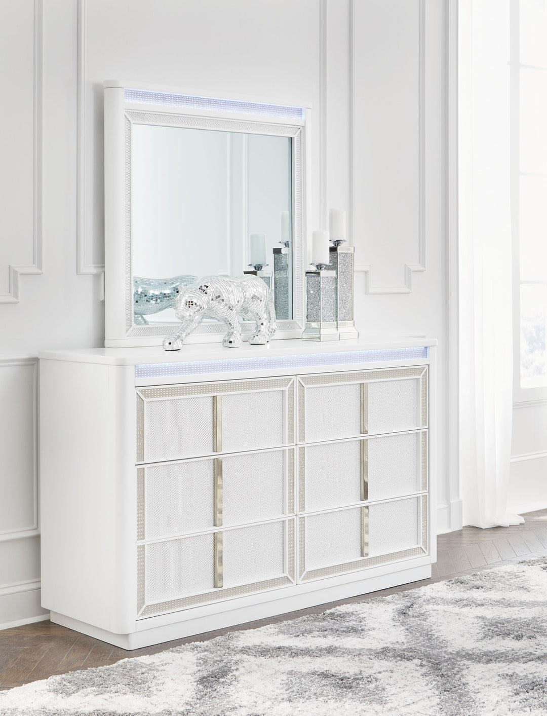 Chalanna - Dresser And Mirror - White