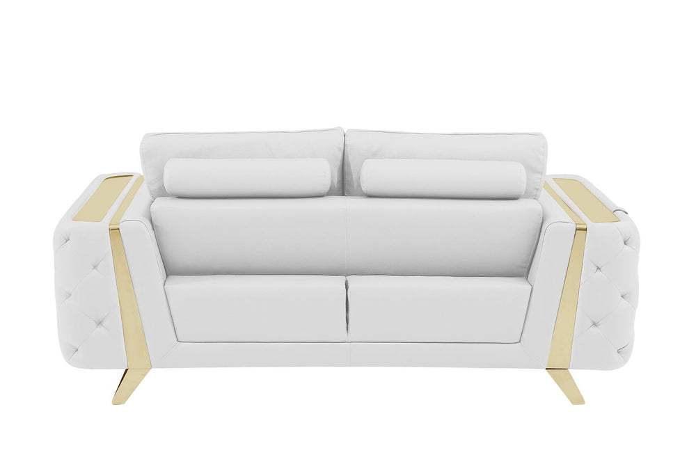 DivanItalia 1050 Loveseat in Top-Grain Italian Leather - White