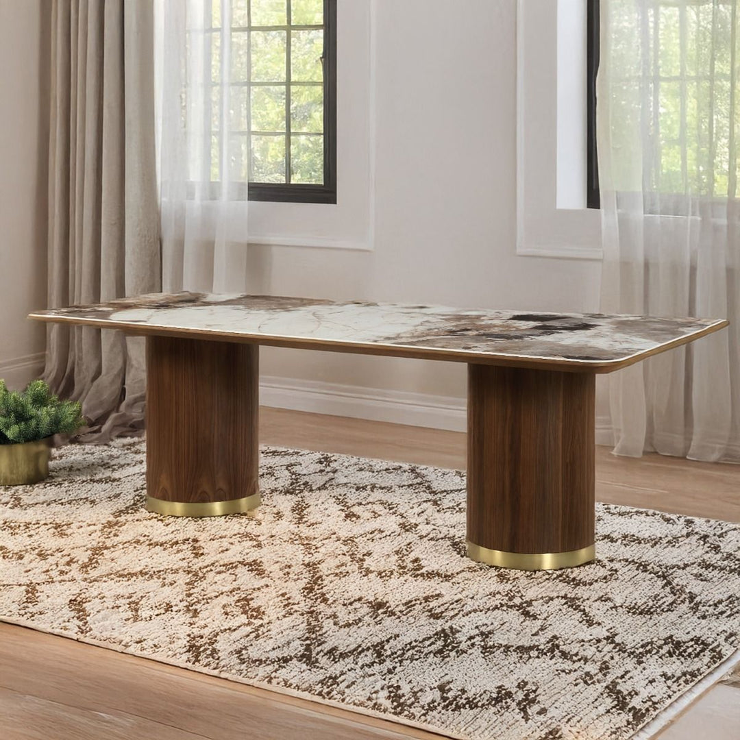 Willene - 94" Dining Table With Ceramic Top - Ceramic Top & Walnut