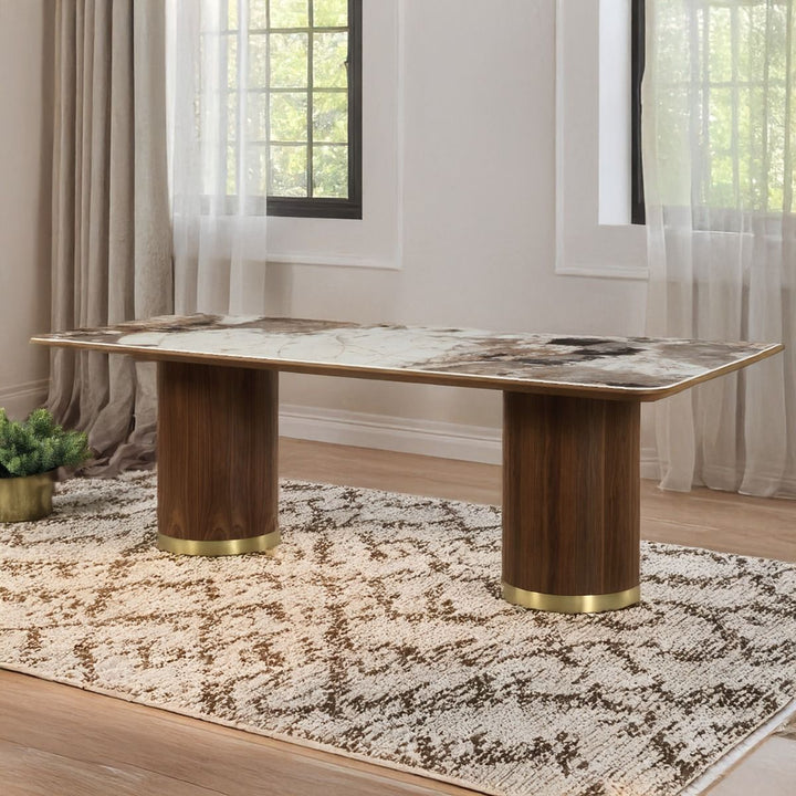 Willene - 94" Dining Table With Ceramic Top - Ceramic Top & Walnut