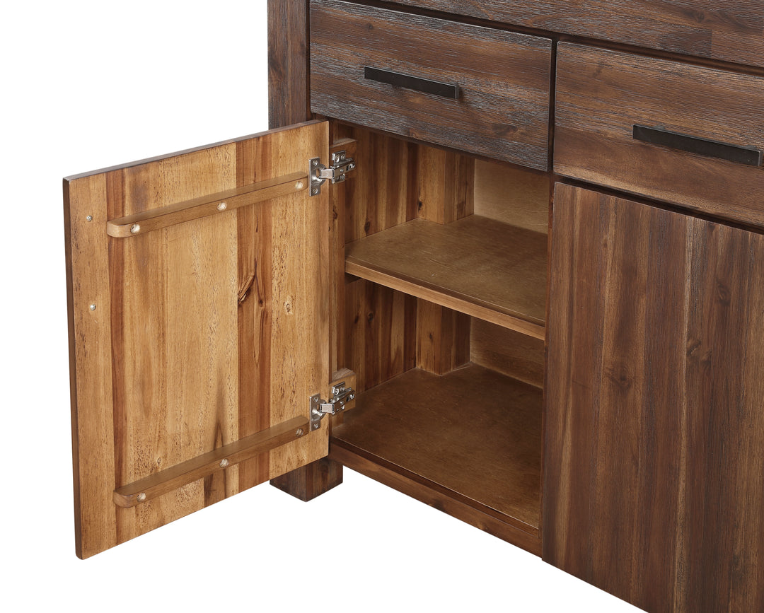 Modus Furniture 3F4173 Meadow Three Drawer Three Door Solid Wood Sideboard In Brick Brown