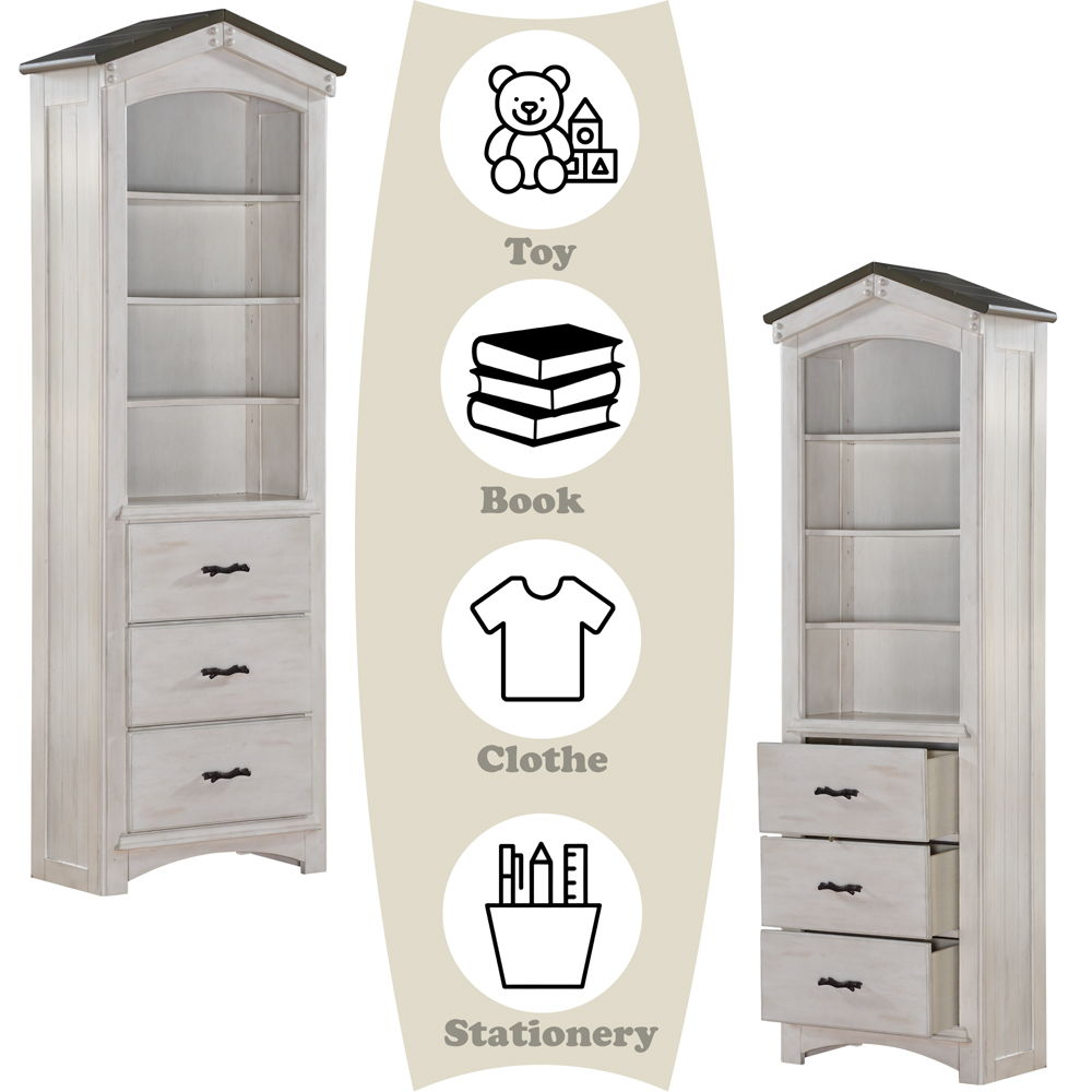 Tree House - Bookcase Cabinet - Weathered White & Washed Gray