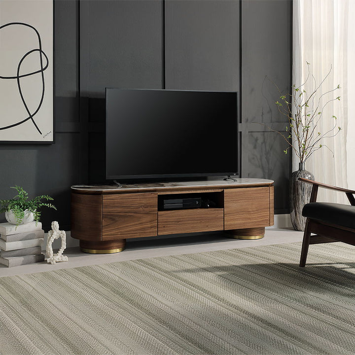 Willene - TV Stand With Ceramic Top - Ceramic Top & Walnut
