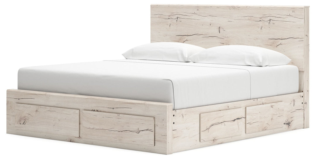 Lawroy - King Panel Bed With Storage Footboard And 2 Under Bed Storage Units - Light Natural by Ashley Furniture product image