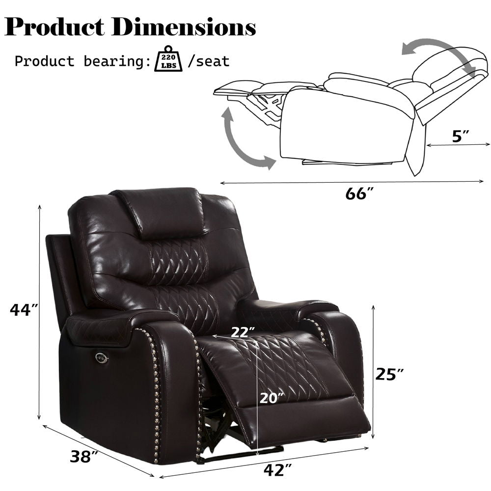 Braylon - Power Motion Recliner - Brown Synthetic Leather