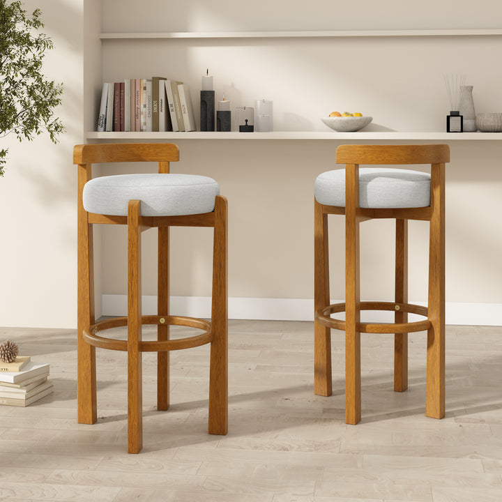Elise Low Back Bar Stool – Walnut &amp; Ivory (Set of 2)