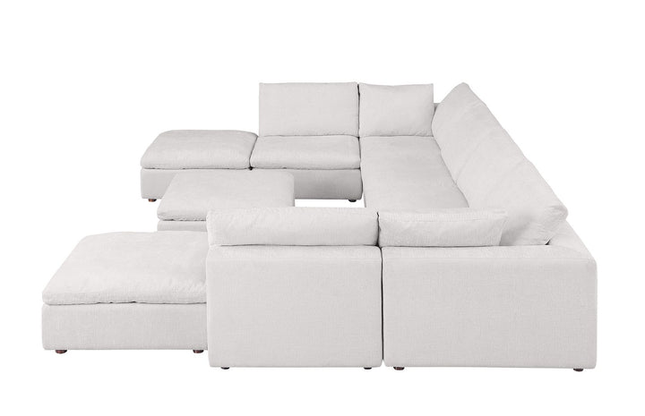 DivanItalia 1100 Top-Grain Italian Leather 9-Piece Sectional with Chaise - Light Gray