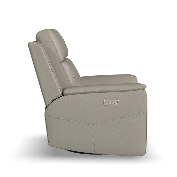 Vernon Fabric Power Swivel Gliding Recliner with Power Headrest, Lumbar, Heat &amp; Massage in Dove Grey