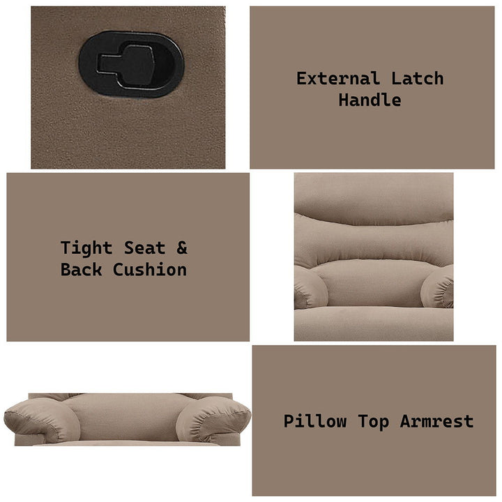 Arcadia - Motion Recliner - Light Brown Microfiber