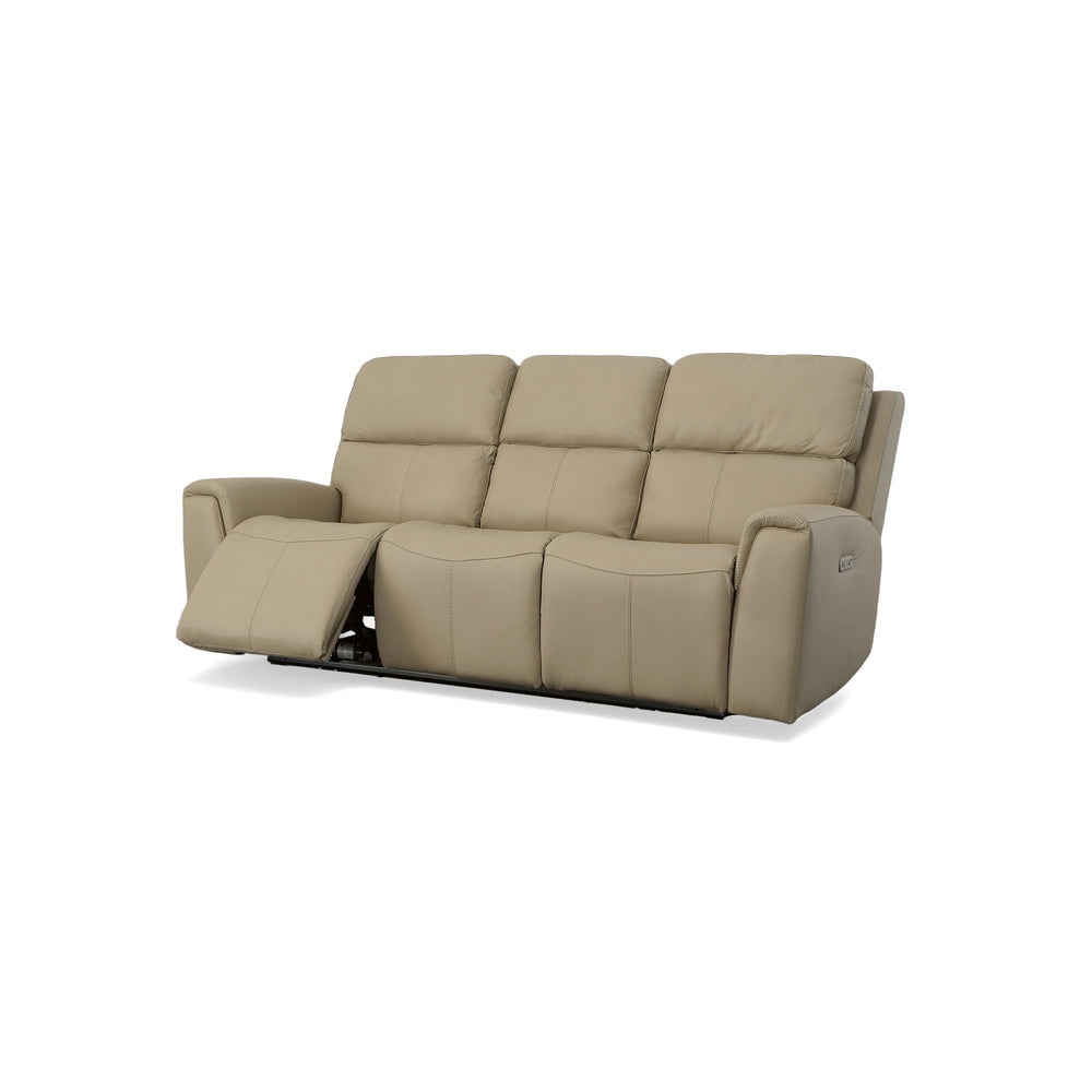 Jarvis Leather Power Reclining Sofa with Power Headrests in Parchment