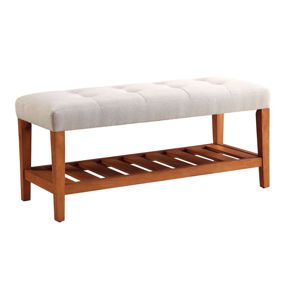 Charla - Bench - Light Gray Fabric & Oak