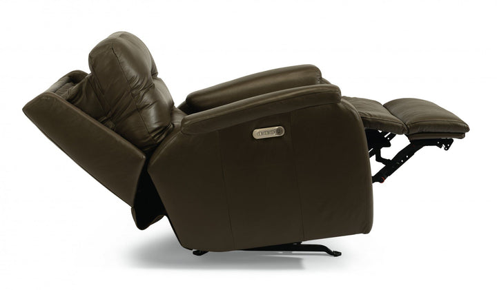 Flexsteel 3810-50L Arlo  Leather Power Recliner, Power Headrest & Lumbar  Dark Brown