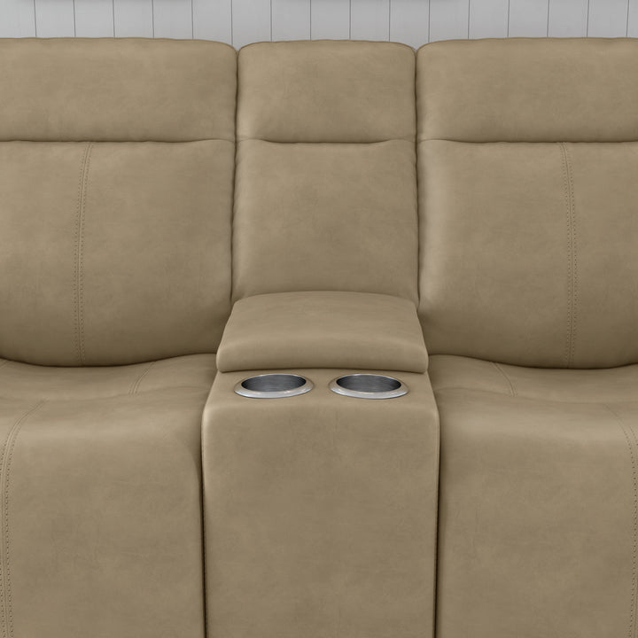 Odell Power Reclining Loveseat With Console, Power Headrests &amp; Lumbar Stone
