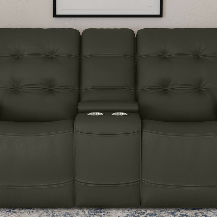 Iris Power Reclining Loveseat With Console &amp; Power Headrests Charcoal