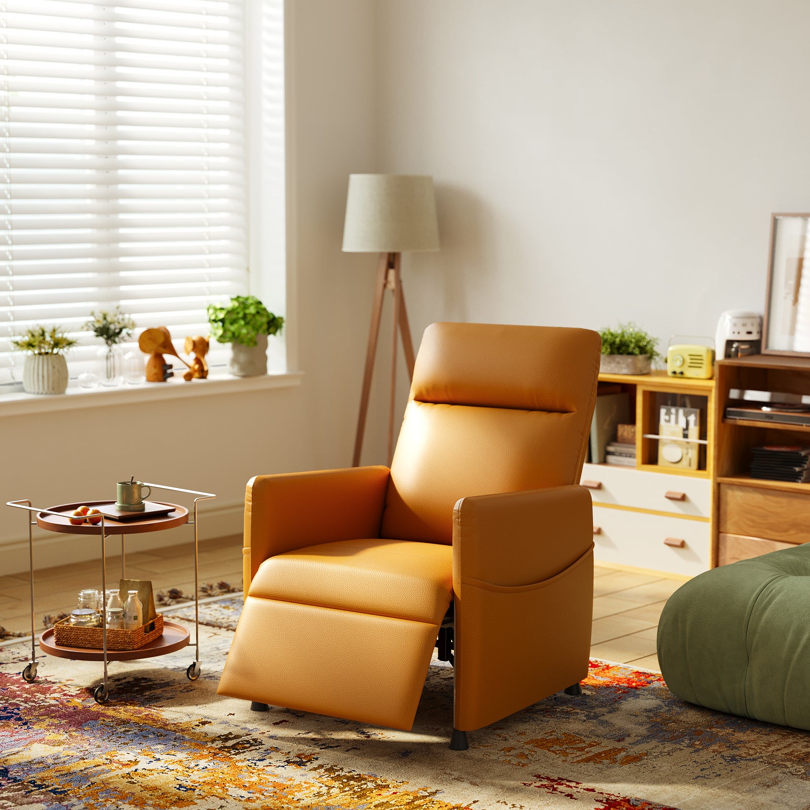 Power Recliner Chair – Brown Leather Electric Recliner with Footrest