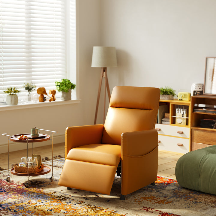 Power Recliner Chair – Brown Leather Electric Recliner with Footrest